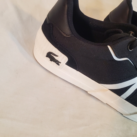Lacoste Ortholite Men's Size 10.5 Black Canvas Suede Casual Shoes New with Tags - Picture 3 of 6